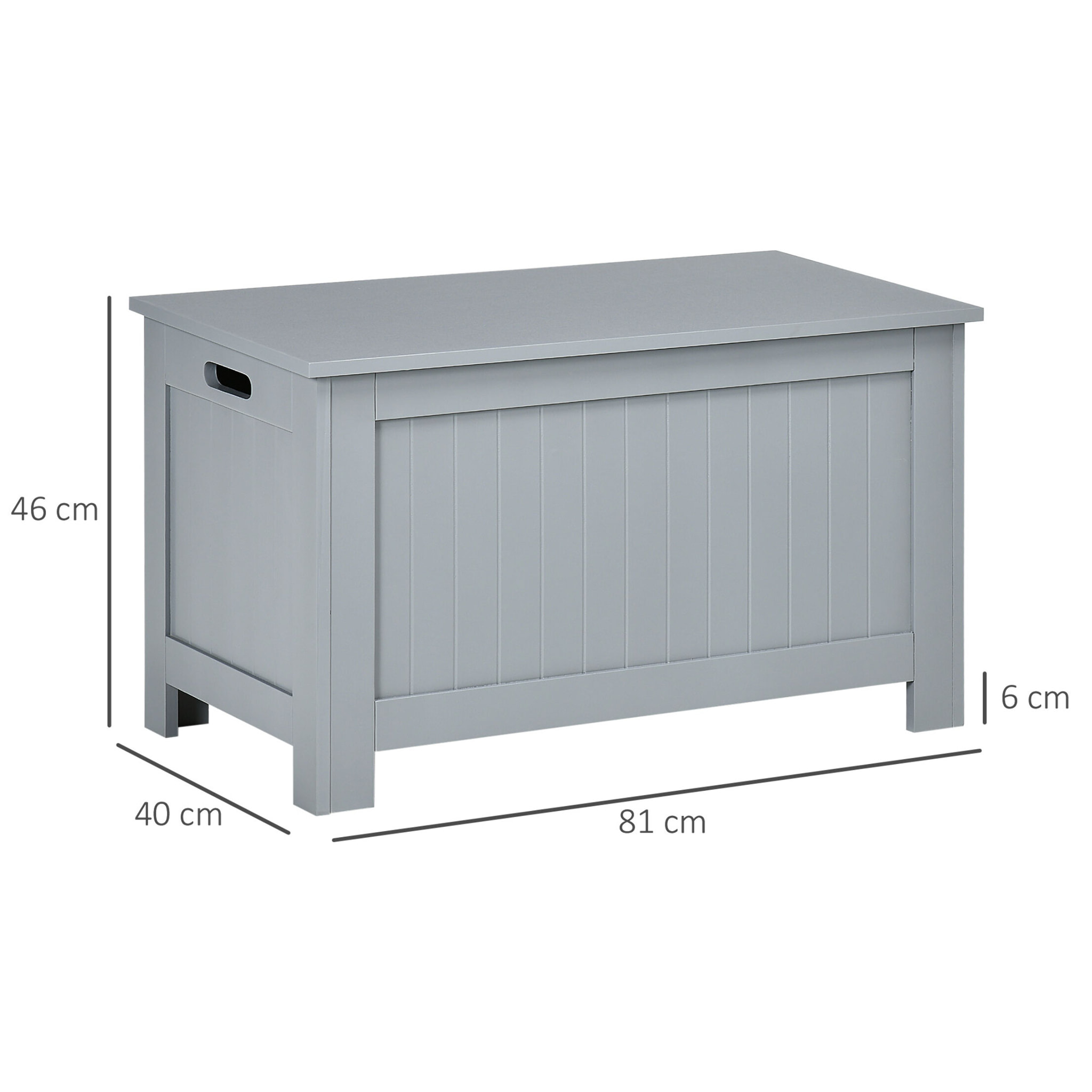 Coffre malle de rangement 81L x 40l x 46H cm MDF gris