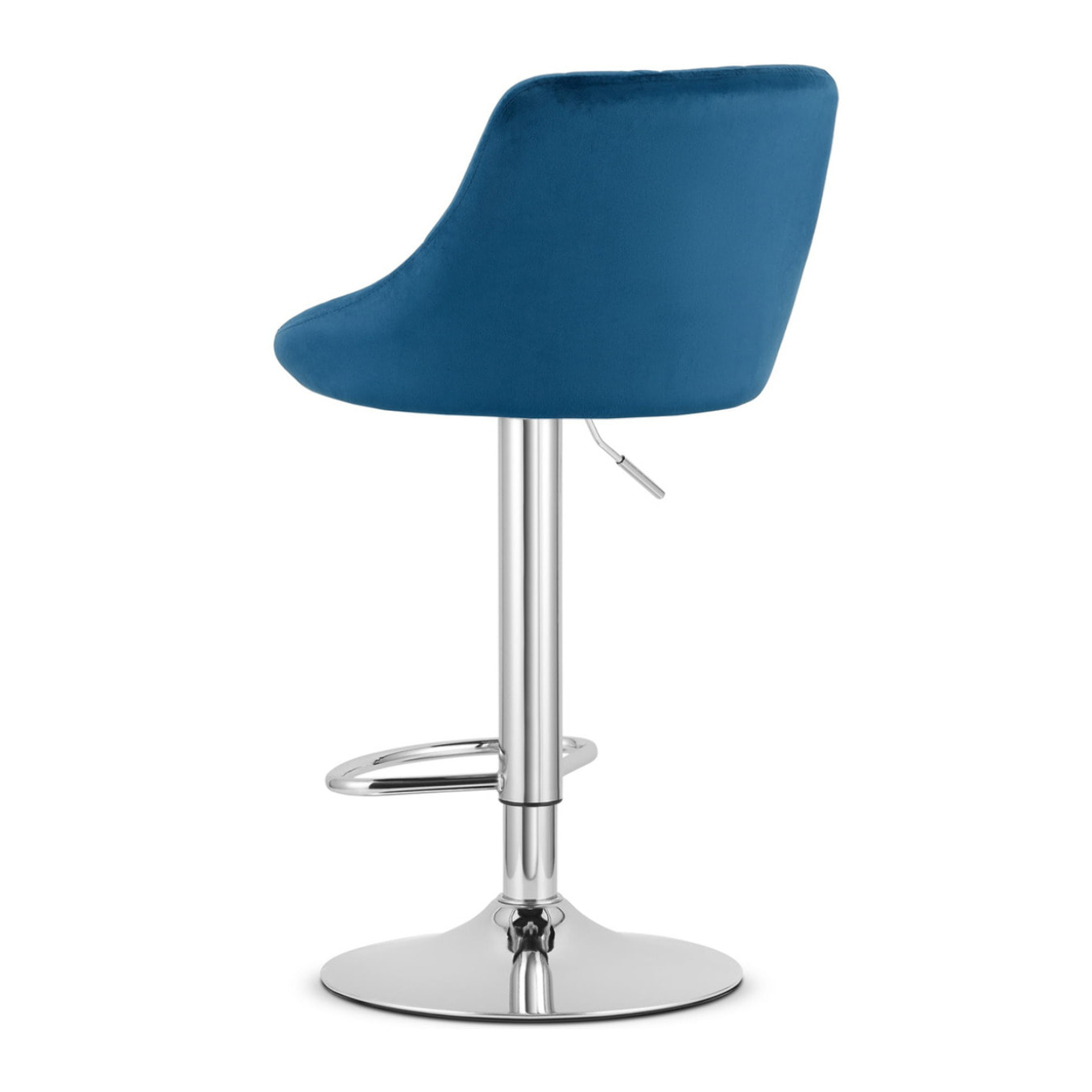 Sgabello da bar KAST in velluto blu navy con base cromata