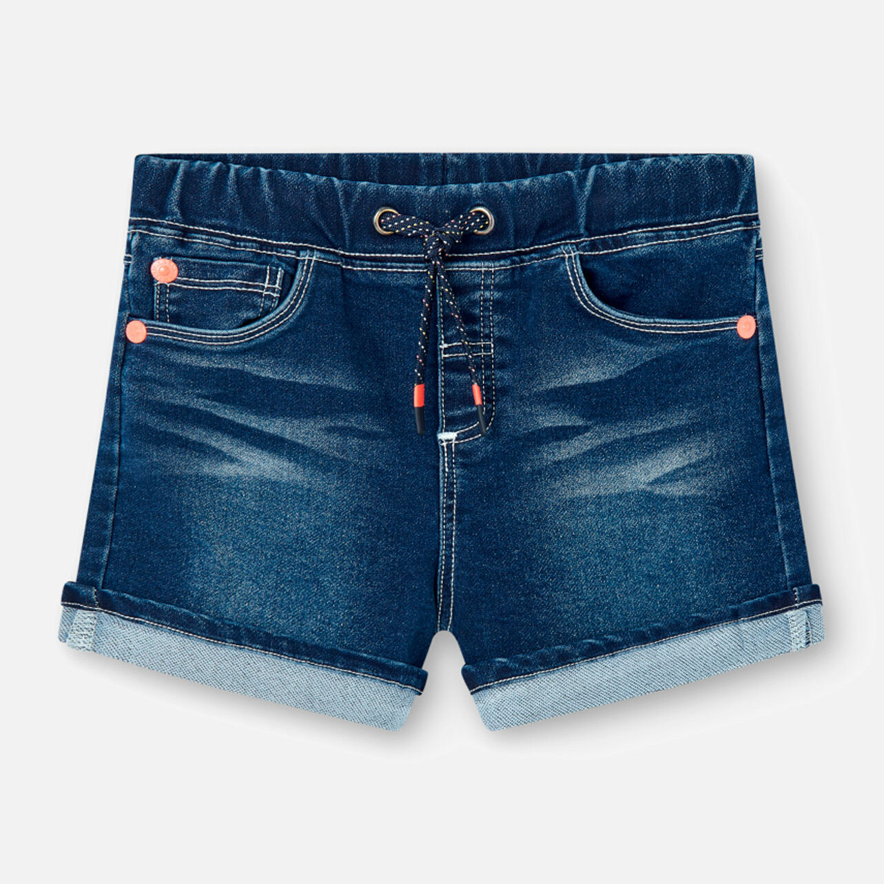 Bermudas para niÃ±o en algodÃ³n liso de color azul, Camiseta