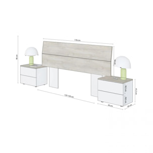 Cabecero con mesitas Brike Blanco Artik (Blanco Mate) – Roble Alaska
