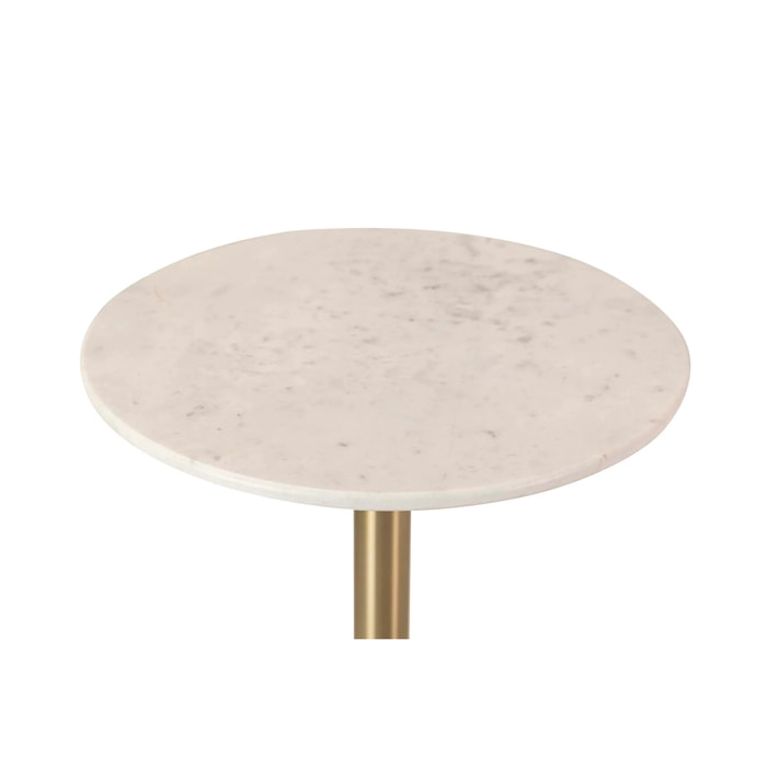 Mesa Cristal Metal Marmol Blanco Manit 50x50x57 Cm