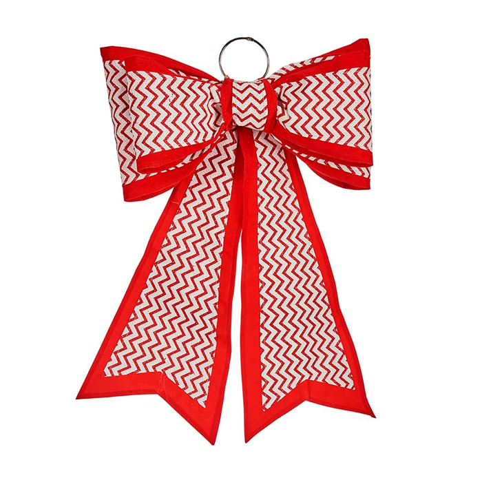 Lazo decorativo en PVC. Diseño color blanco y rojo con 40x60 cm de tamaño.