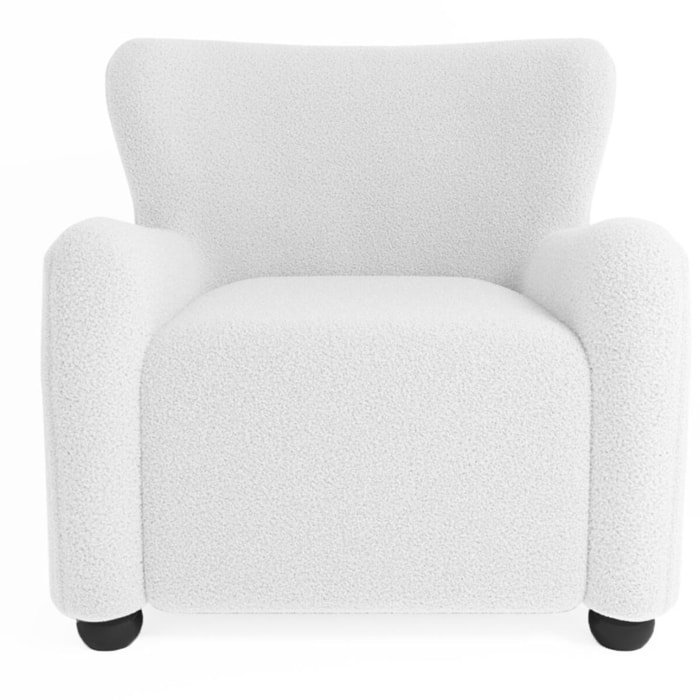 Fauteuil blanc effet laine bouclée