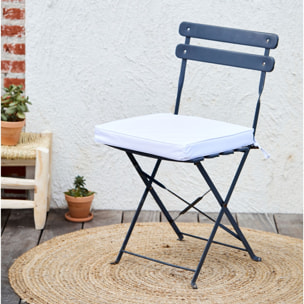 Galette de chaise extérieur imperméable et déhoussable MINORQUE - Blanc