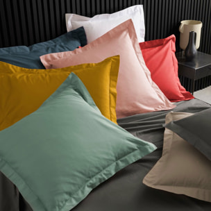 Taie d'oreiller volant plat 100% percale de coton ORIGINE - Sable