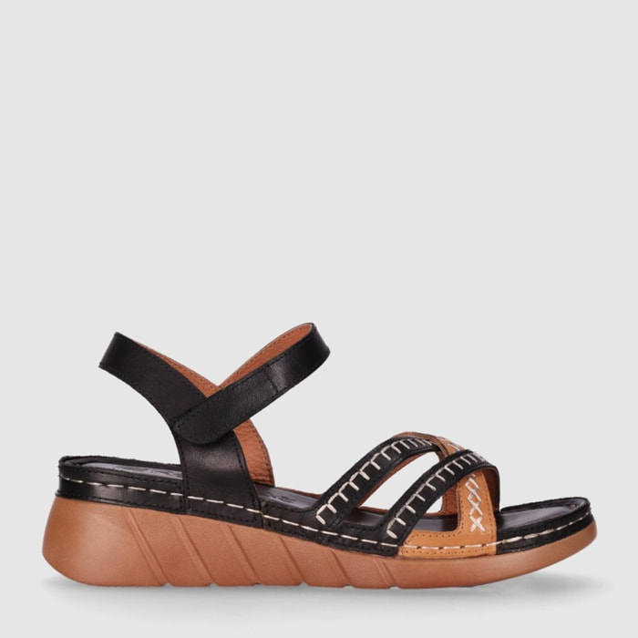 Sandalias de Piel - Negro - Tacón: 5 cm
