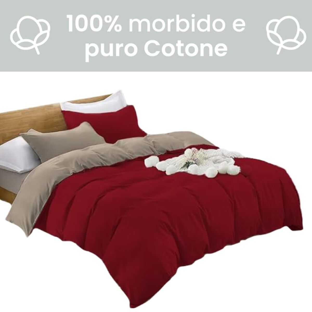 Parure Copripiumino Bicolore Singolo, Set Sacco Copripiumino in Cotone con Federe