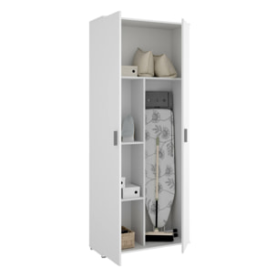 Armadio multiuso Forcola, Mobile multifunzione portascope, Guardaroba a 2 ante, 78x35h190 cm, Bianco