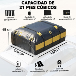 Bolsa de Techo para Coche 594L, Impermeable, Cofre de Techo para Coche con 6 Correas Ajustables, Alfombrilla Antideslizante, Ganchos, Adecuada para Todos Los Vehículos con/sin Portaequipajes