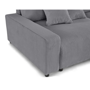 Pivoine - canapé d'angle 4 places réversible convertible avec 2 coffres en velours côtelé - Gris clair