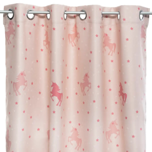 Rideau occultant enfant licorne rose clair 140x250cm
