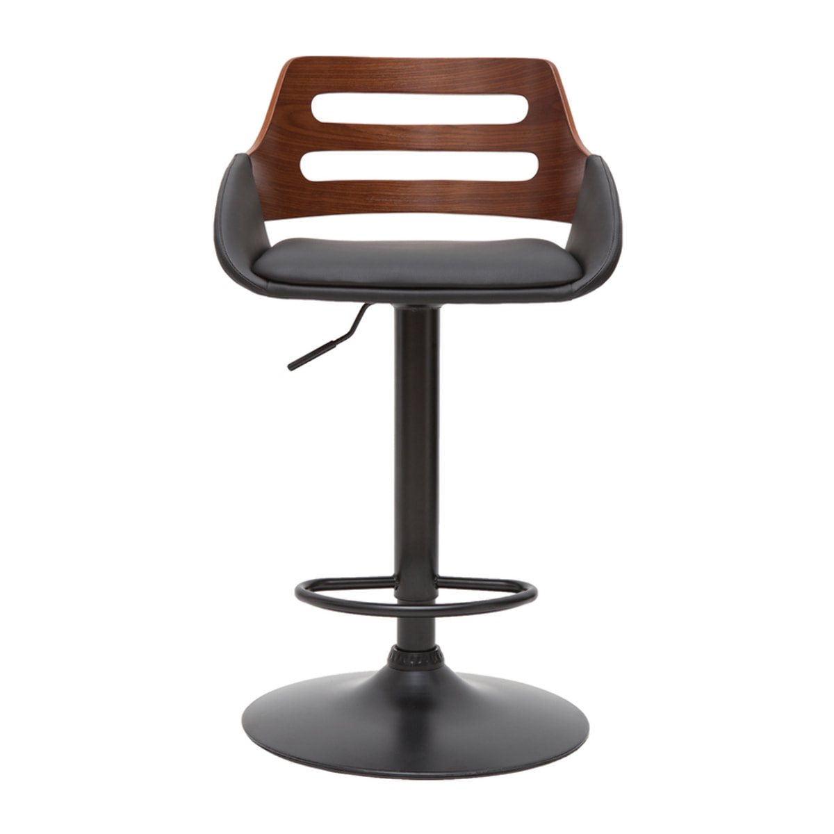 Tabouret de bar relevable design noir et noyer PERNIK