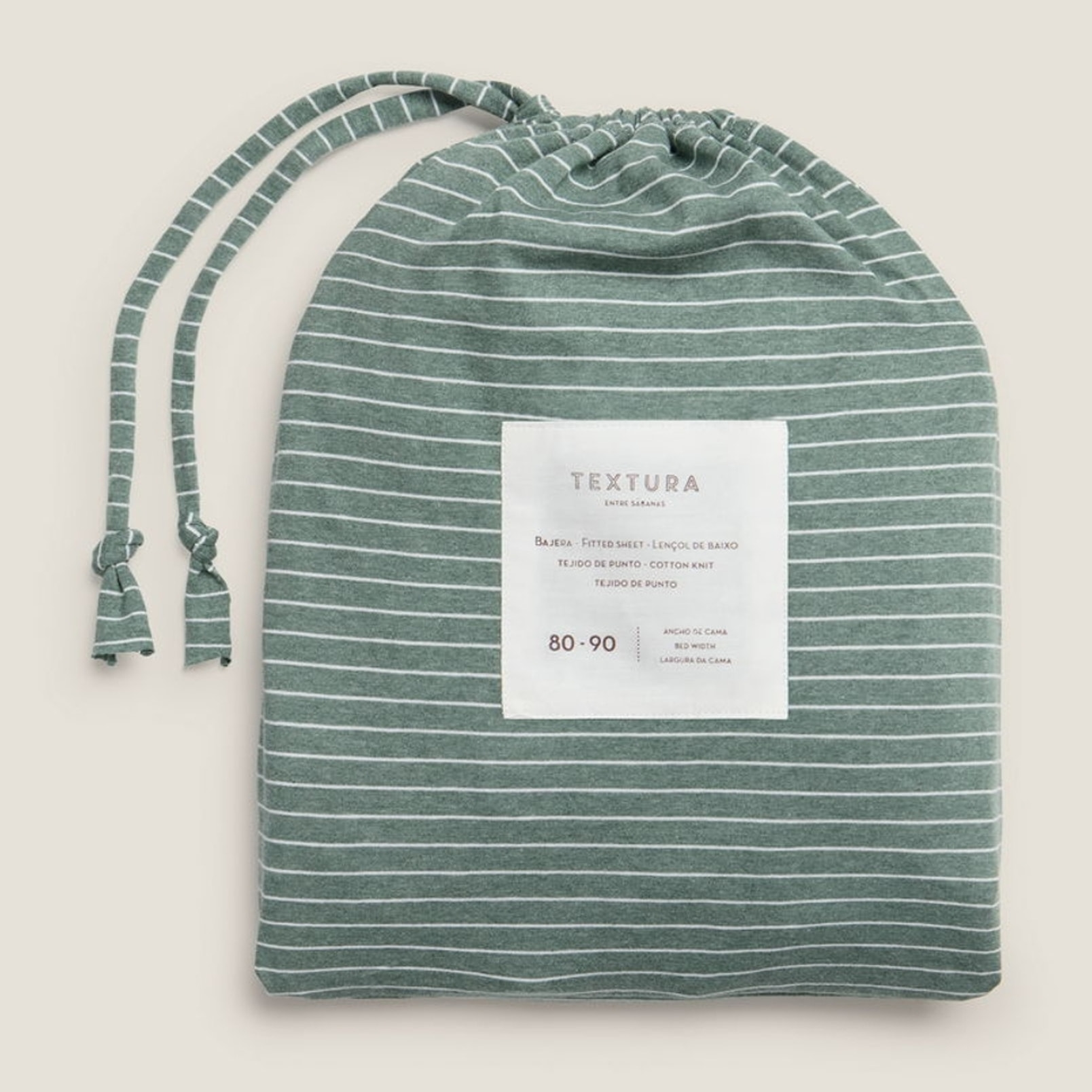 Bajera punto algodón sostenible Punto color verde Punto de algodón