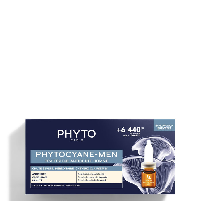 Phytocyane Men - Traitement Antichute Homme - Chute sévère, héréditaire, cheveux clairsemés 12 ml