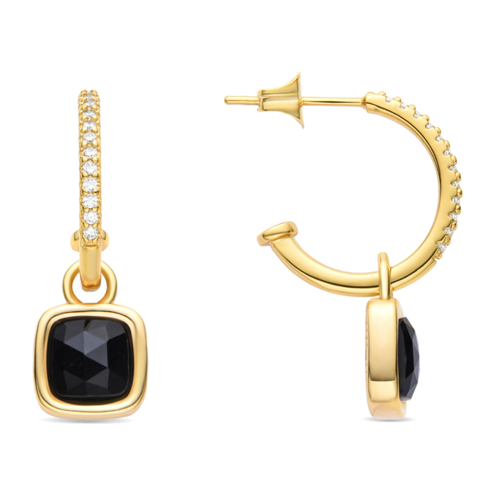 Pendientes de Cristal Azul Oscuro acabados en oro amarillo de 18K