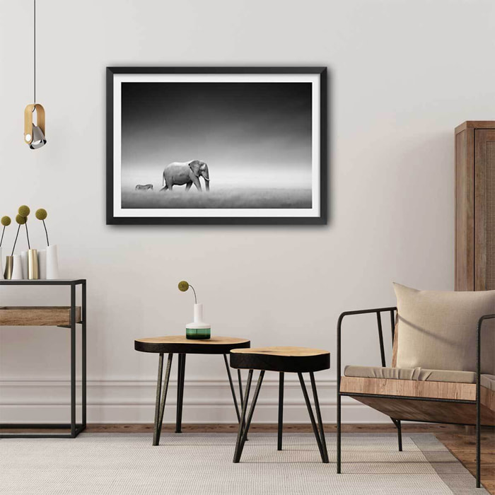 Affiche animaux artistic processing Affiche + cadre en bois - Noir