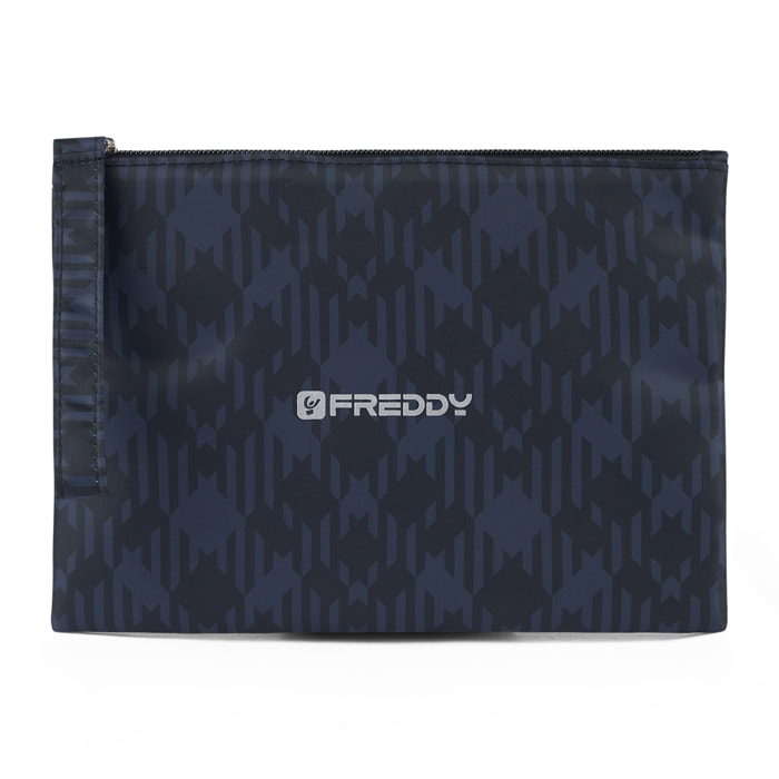 Bustina tartan in poliestere con zip e logo FREDDY