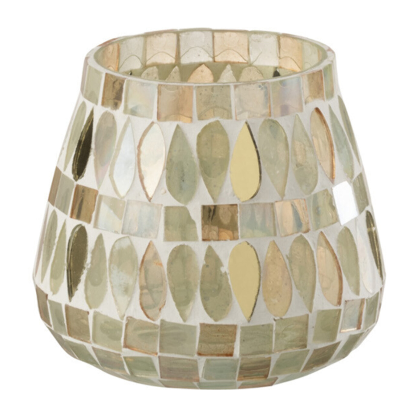 J-Line photophore Mosaïque - verre - beige - small - 2 pcs