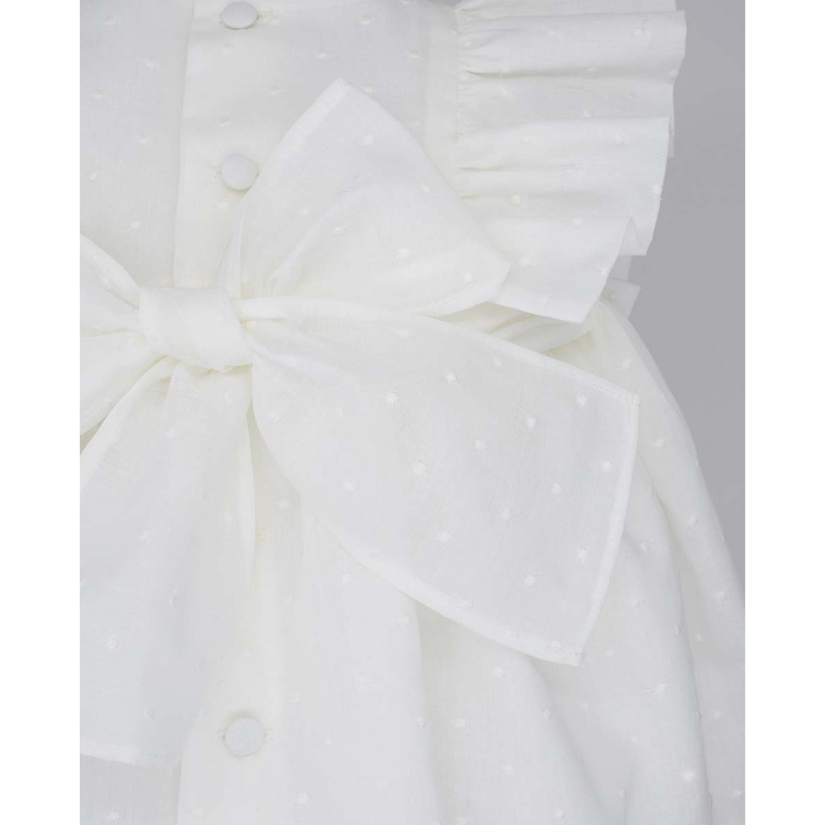 VESTIDO CEREMONIA MUSELINA BORDADA BLANCO