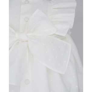 VESTIDO CEREMONIA MUSELINA BORDADA BLANCO