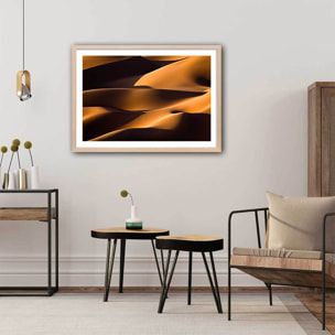 Affiche paysage dune et lumière Affiche + cadre en bois - Chêne