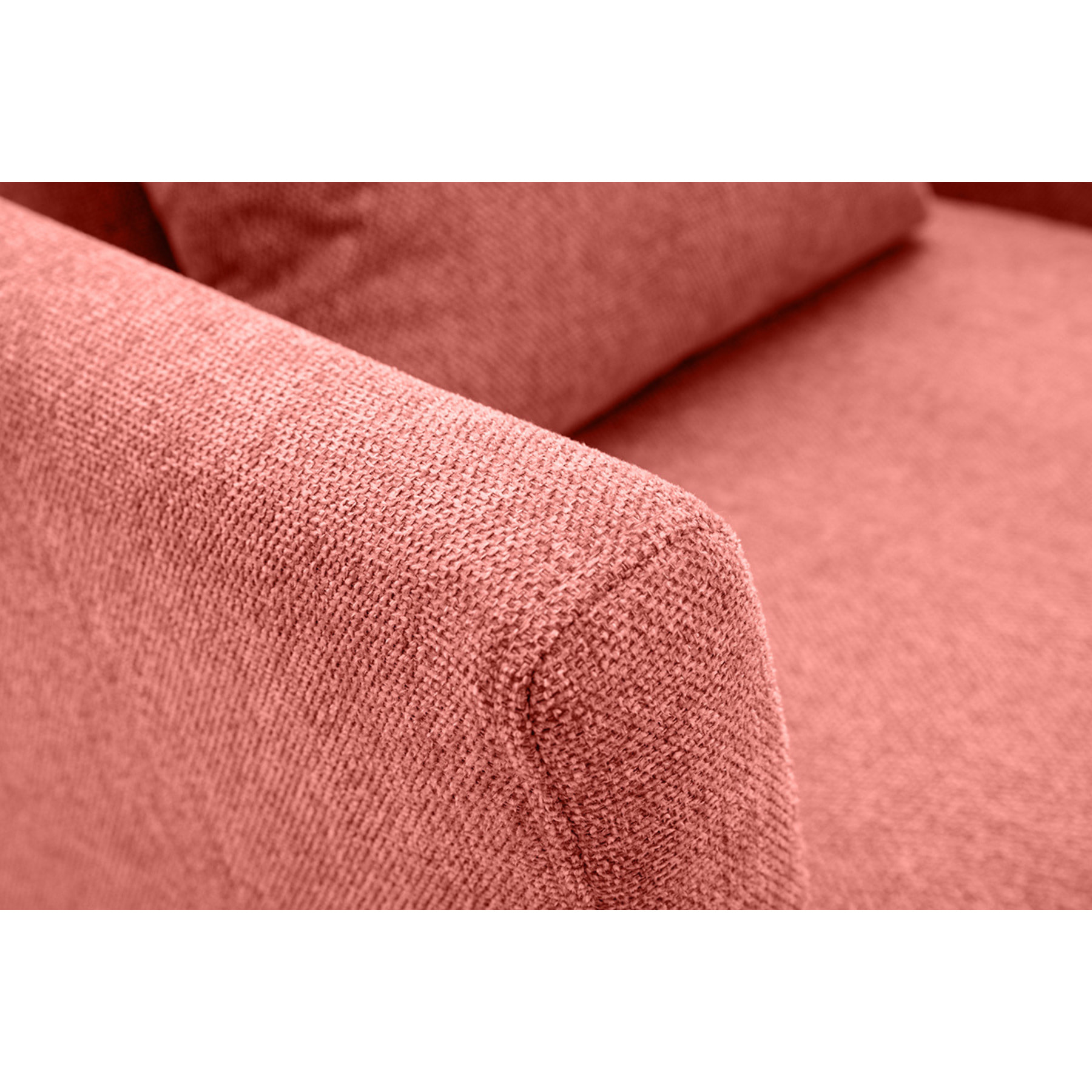 Fauteuil scandinave déhoussable en tissu effet velours texturé terracotta et bois clair OSLO