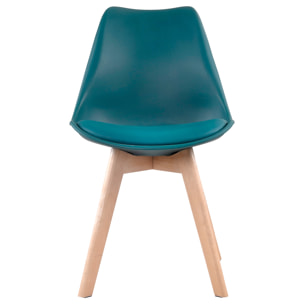 Lot de 4 chaises scandinaves NORA bleues avec coussin