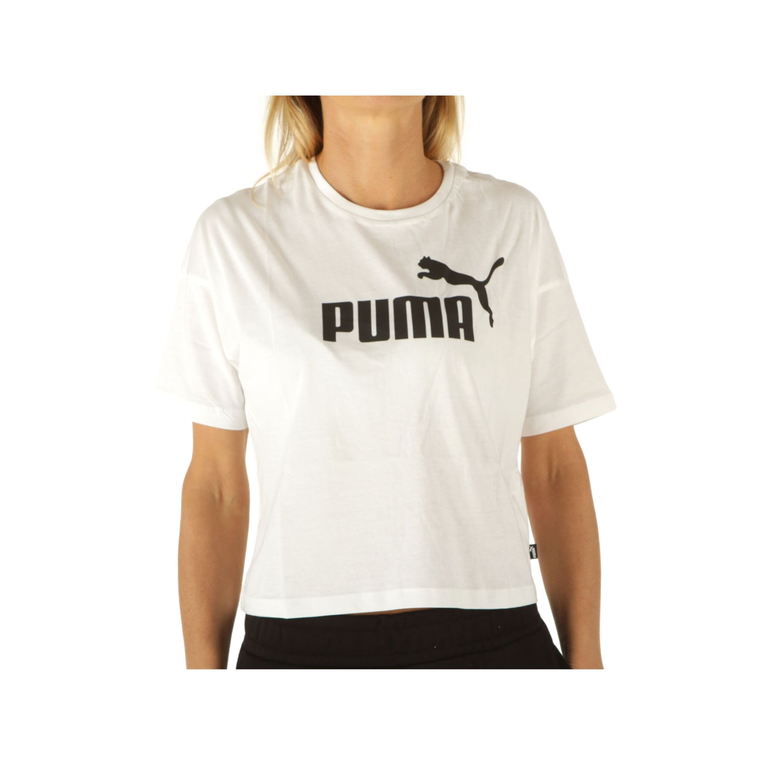 T-Shirt Puma Cropped Logo Tee Bianco