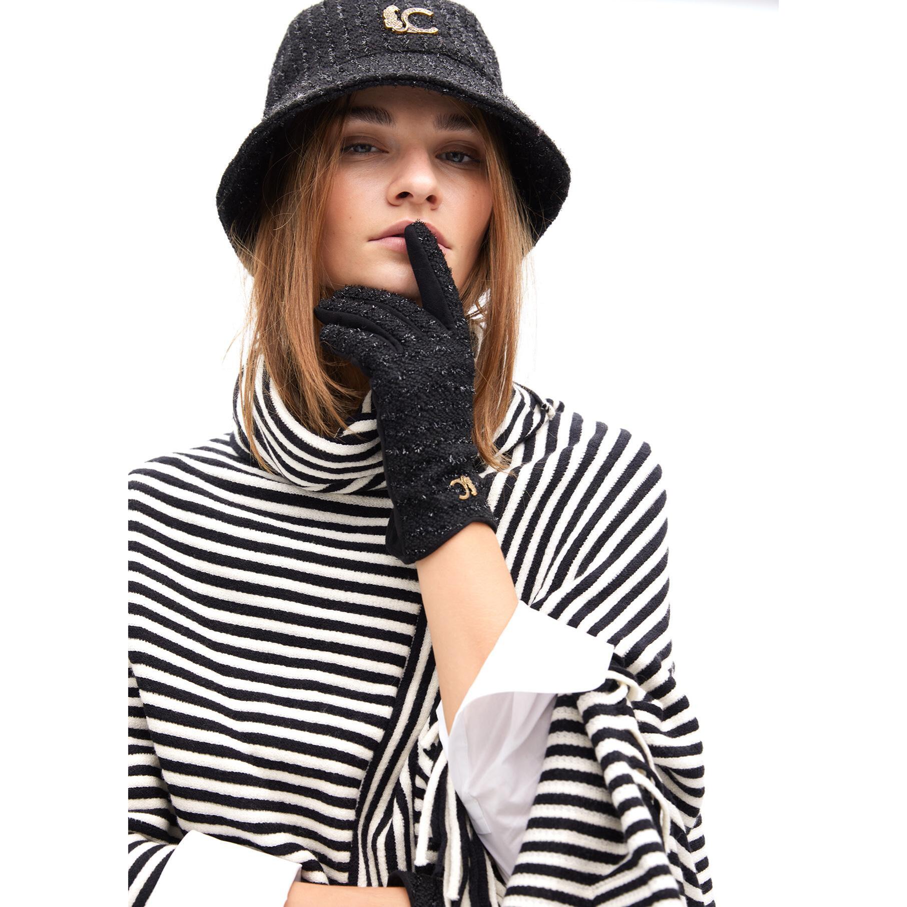 Guanti combinati in tweed