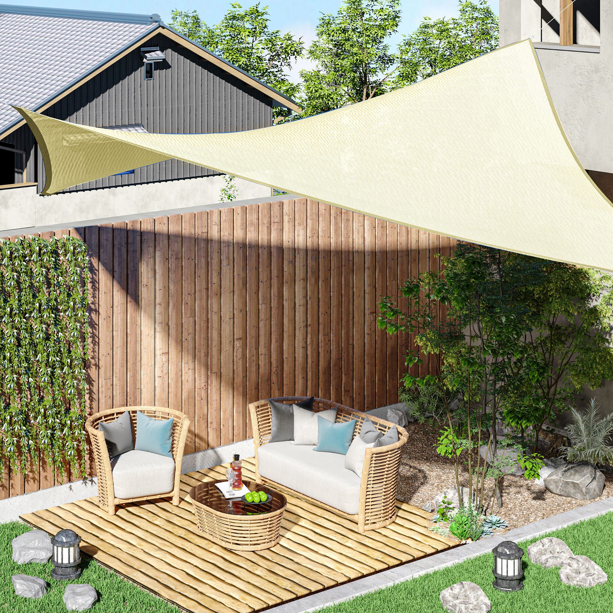 Toldo Vela Triangulo Sombrilla Jardin 3x4m Crema