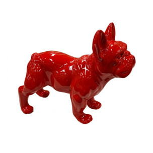Statuette chien rouge bouledogue en résine H18cm - RUDY