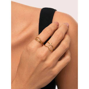 Pack 5 Anello Nefertiti in Acciaio Placcato Oro