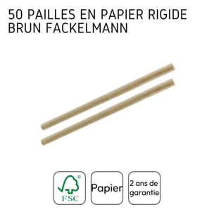 Boite de 50 pailles en papier rigide brun 15 cm Fackelmann Nature