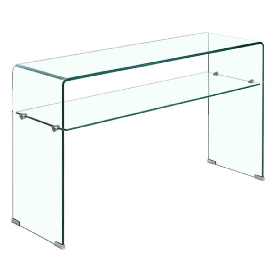 Console en verre 100 cm avec tablette - BENT