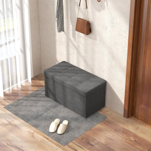 Baúl de Almacenaje para Dormitorio 84L Puff de Almacenaje Plegable Tapizado de Lino Sintético con Tapa para Salón 76x38x38 cm Gris Oscuro