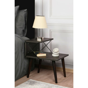 Comodino Newton, Comò basso, Tavolino da notte, Mensola da letto, 50x40h55 cm, Grigio Cenere