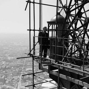 Tableau noir et blanc Antenne sur La Tour Eiffel,1950 Toile imprimée