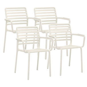 Set da 4 sedie da giardino bianche in polipropilene con braccioli – Tago