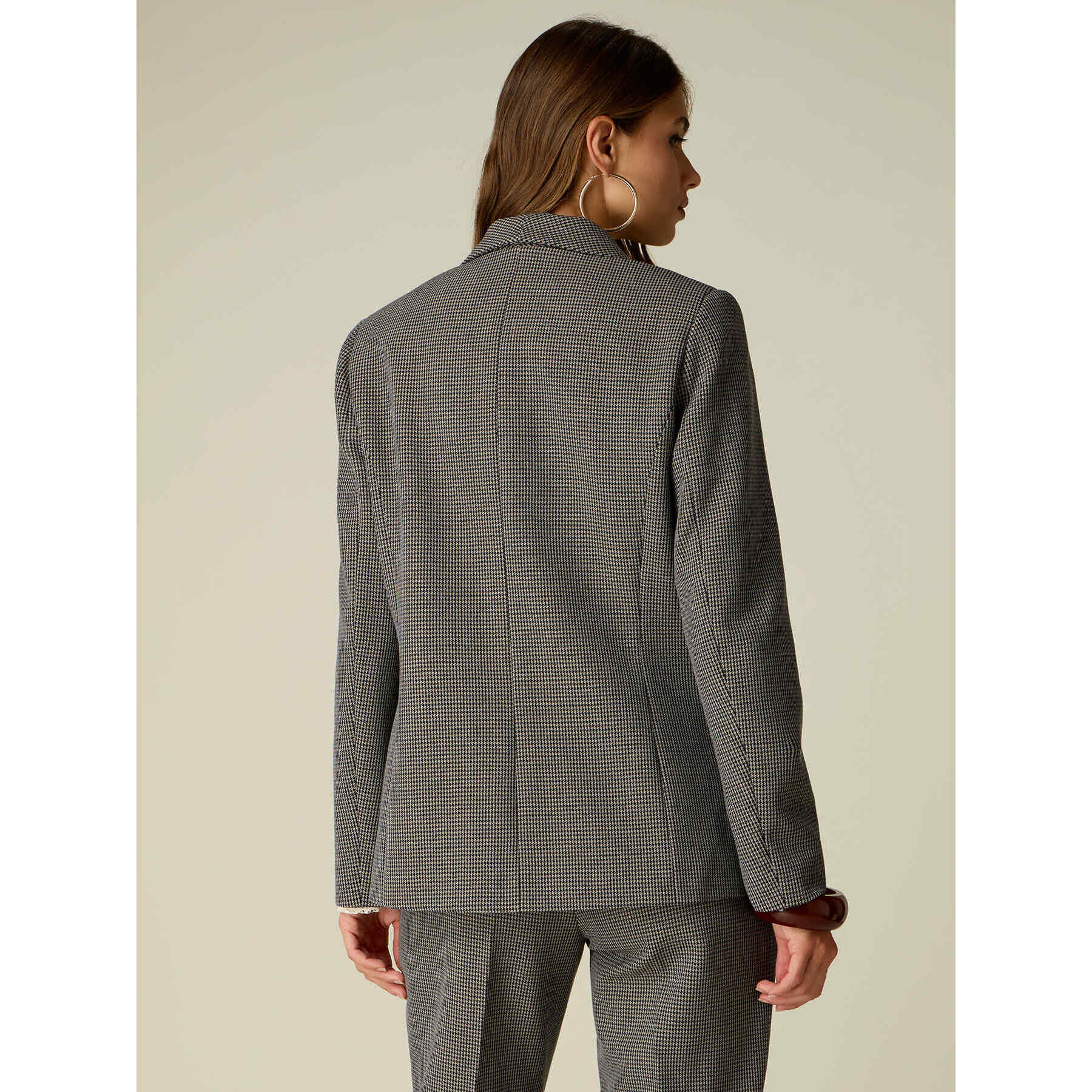 Oltre - Blazer pied de poule con tasche a patta - Grigio
