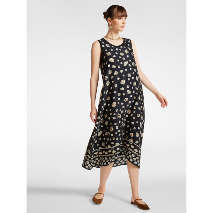 Elena Mirò - Vestido midi con estampado étnico - Negro