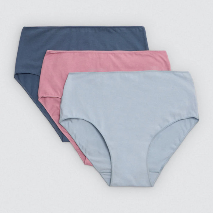 Confezione da 4 mutandine basicohe a vita alta in cotone