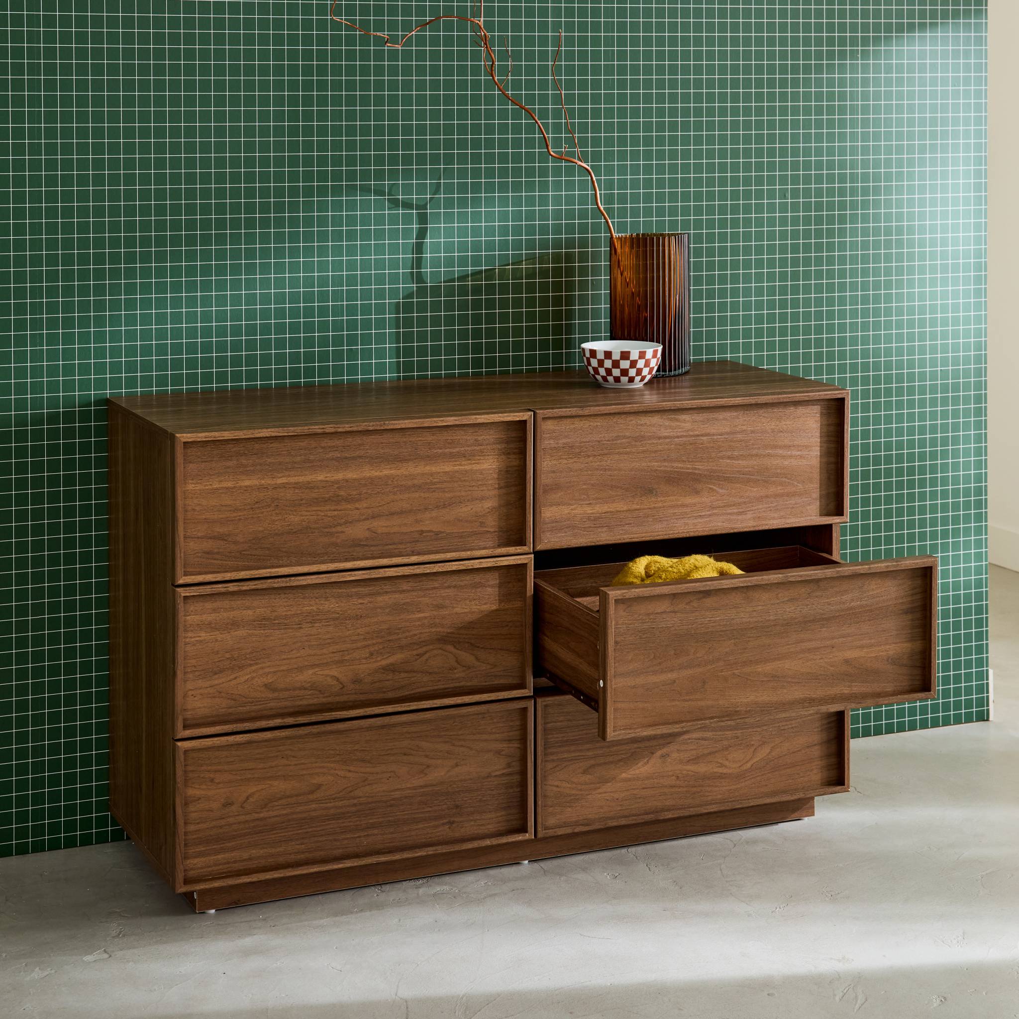 Commode de rangement décor bois 6 tiroirs KUBA