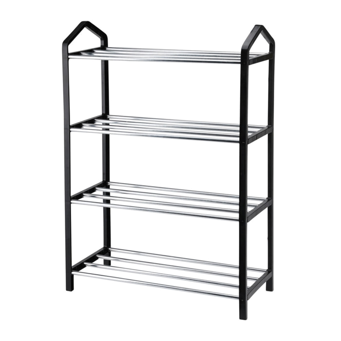 Well home organizador de zapatos de 4 capas con estructura de hierro y plástico para un almacenamiento eficiente