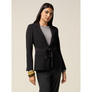 Oltre - Blazer con cintura in raso - Nero