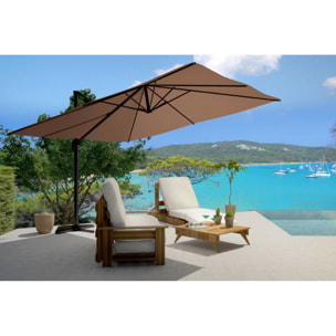 Parasol déporté et rotatif 3 x 4 m chocolat NAVIA
