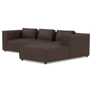 Stella - canapé d'angle droit 4 places en simili - Marron