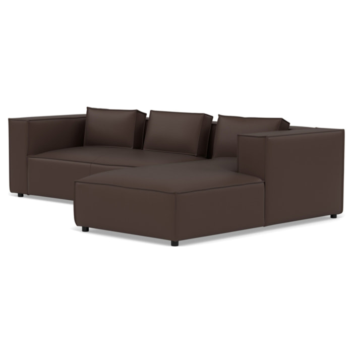 Stella - canapé d'angle droit 4 places en simili - Marron