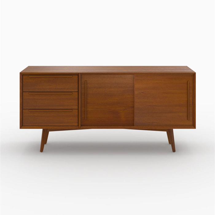 Buffet 2 portes coulissantes et 3 tiroirs en teck - Waya