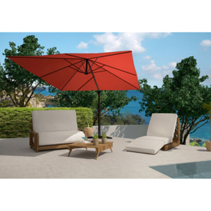 NAVIA Parasol déporté et rotatif 3 x 4 m terracotta