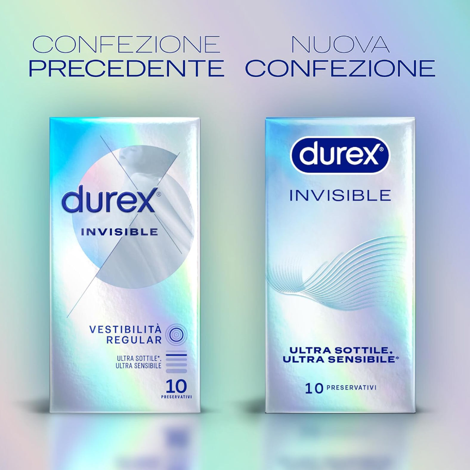 Preservativi Durex Invisible Extra Sottile con Forma Classica - 6 Confezioni da 10 Profilattici